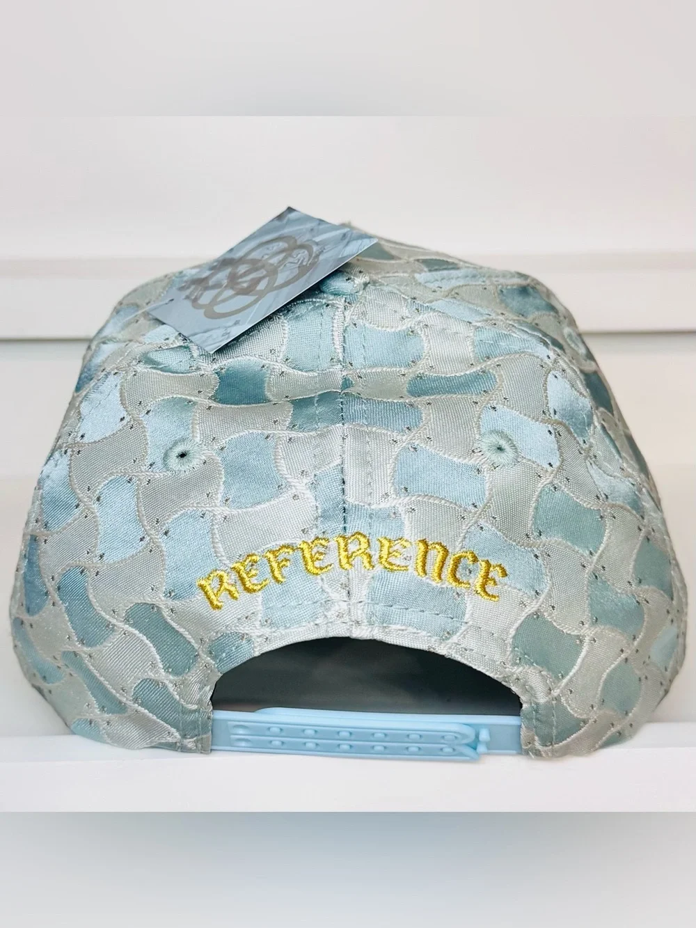 Reference Brand Luxe Woven Snapback Hat - Blue Snake Scale Pattern w/ Embroidere